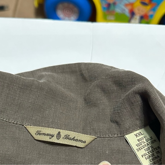 Tommy Bahama Brown 100% Silk Button-down Short Sleeve Shirt Men's sz XXL - Picture 4 of 4